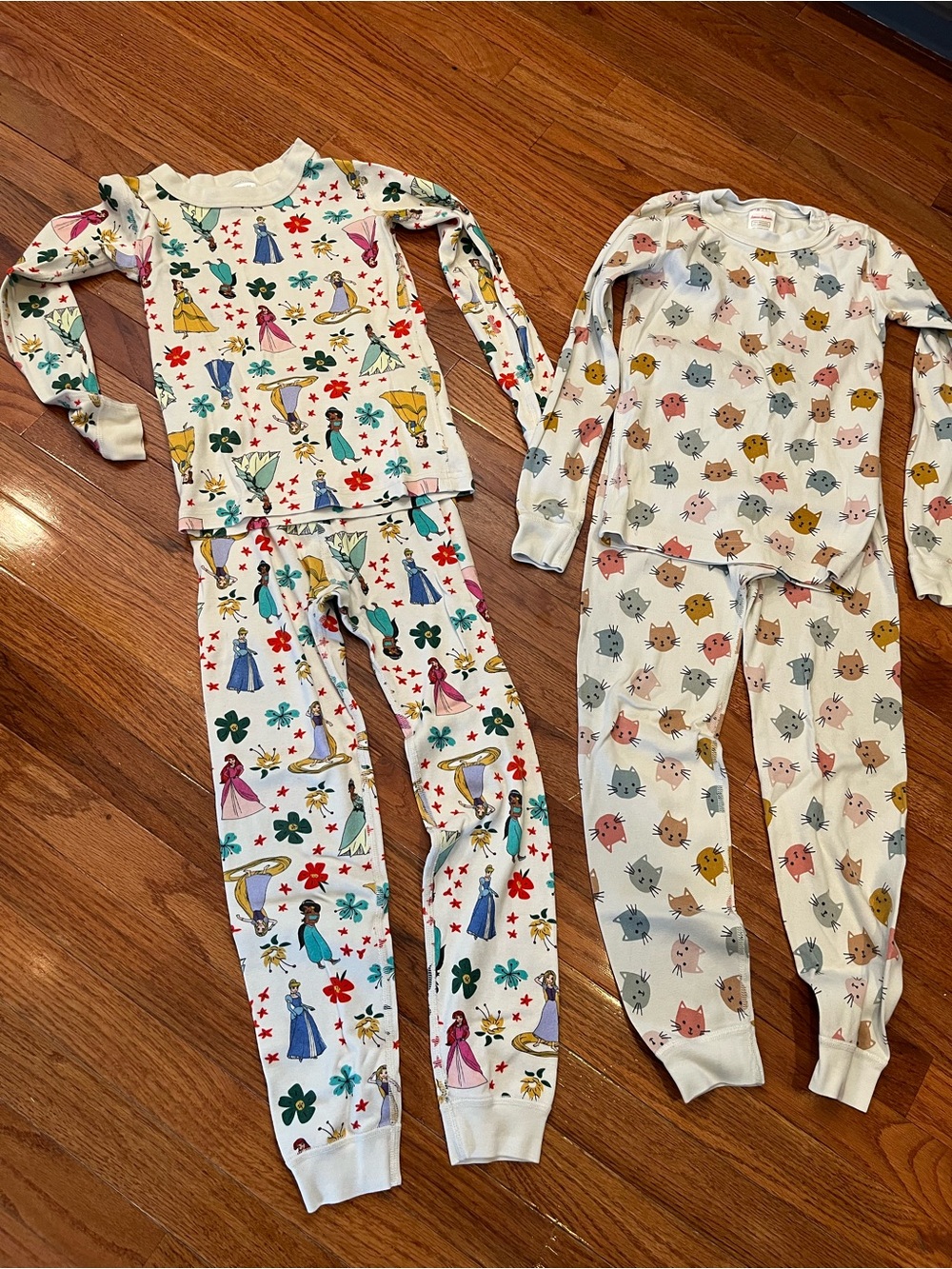 Hanna Andersson Girls Size 8 Pajama Bundle - Disney Princess & Cat Prints